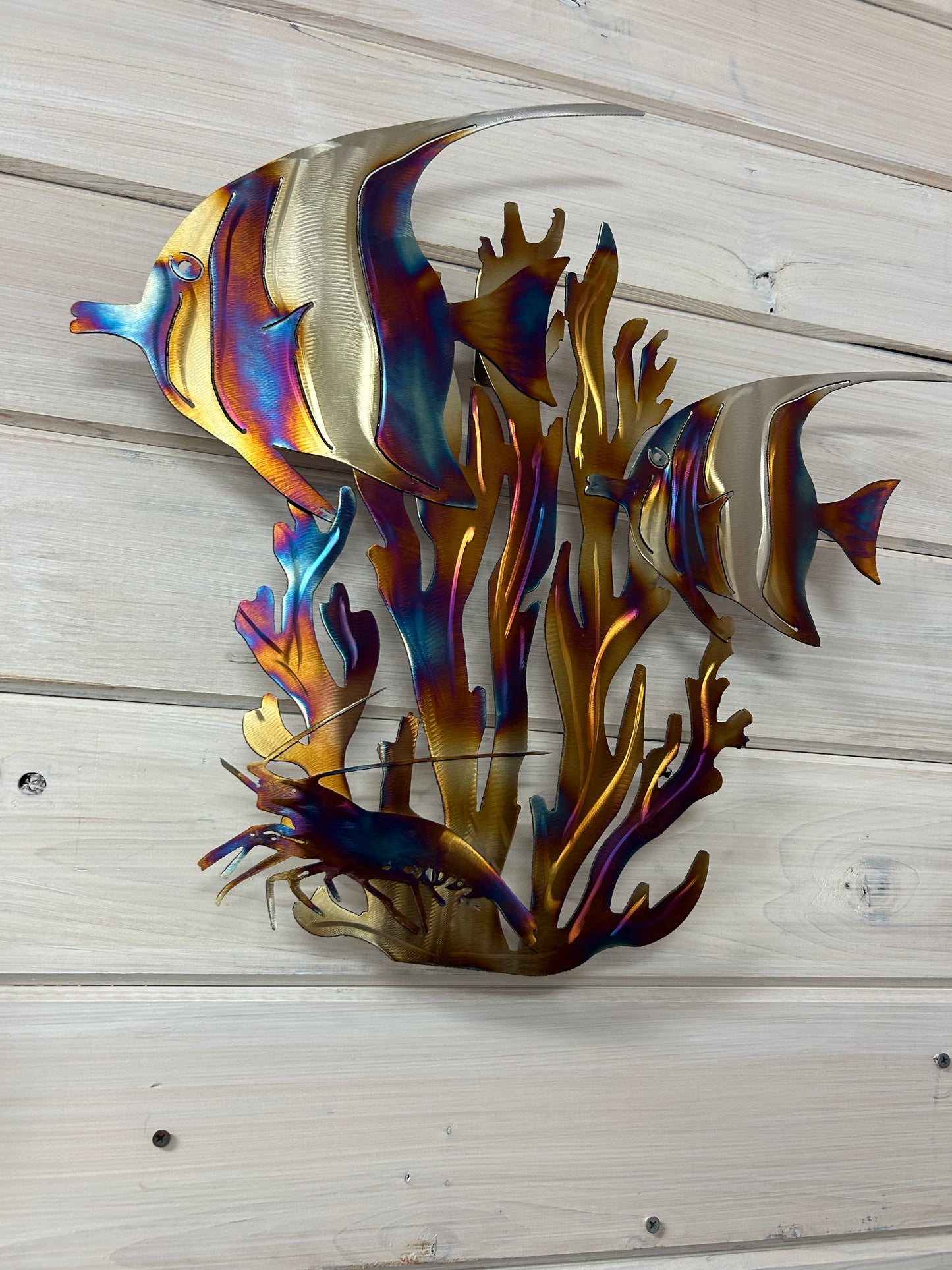Coral reef and fish stainless steel