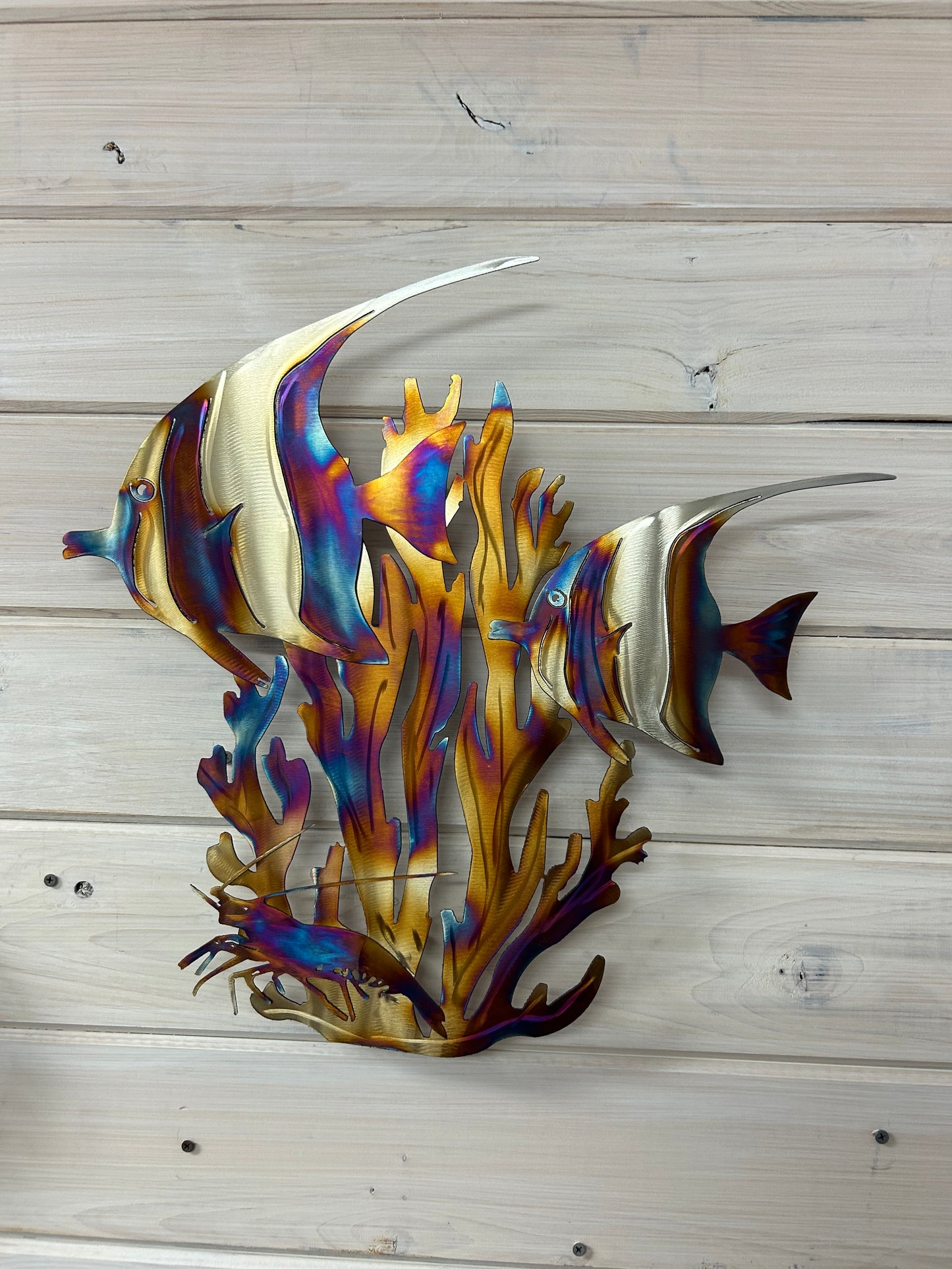Coral reef and fish stainless steel