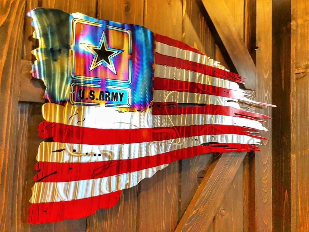 Army Tattered Flag stainless steel wall art