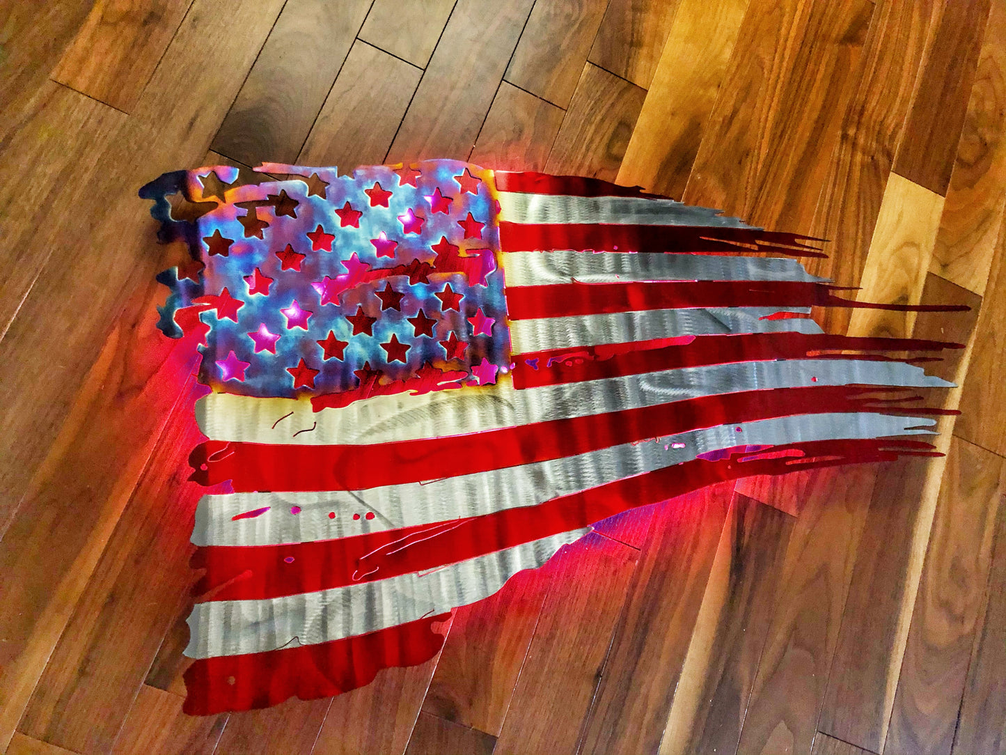 American Tattered Flags stainless steel art
