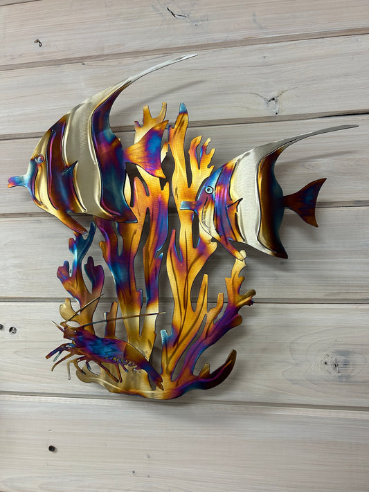 Coral reef and fish stainless steel