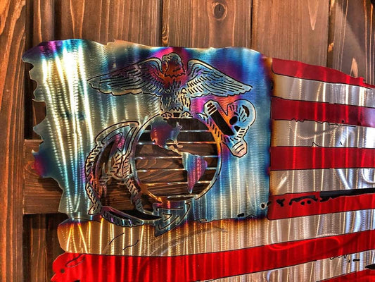 Marine Tattered Flag stainless steel wall art