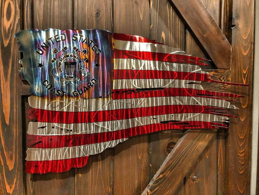 Coast Guard Tattered Flag stainless steel wall art