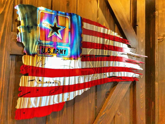 Army Tattered Flag stainless steel wall art