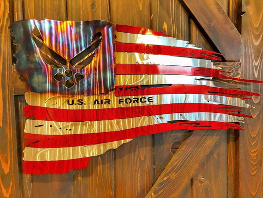 Air Force Tattered Flag stainless steel wall art