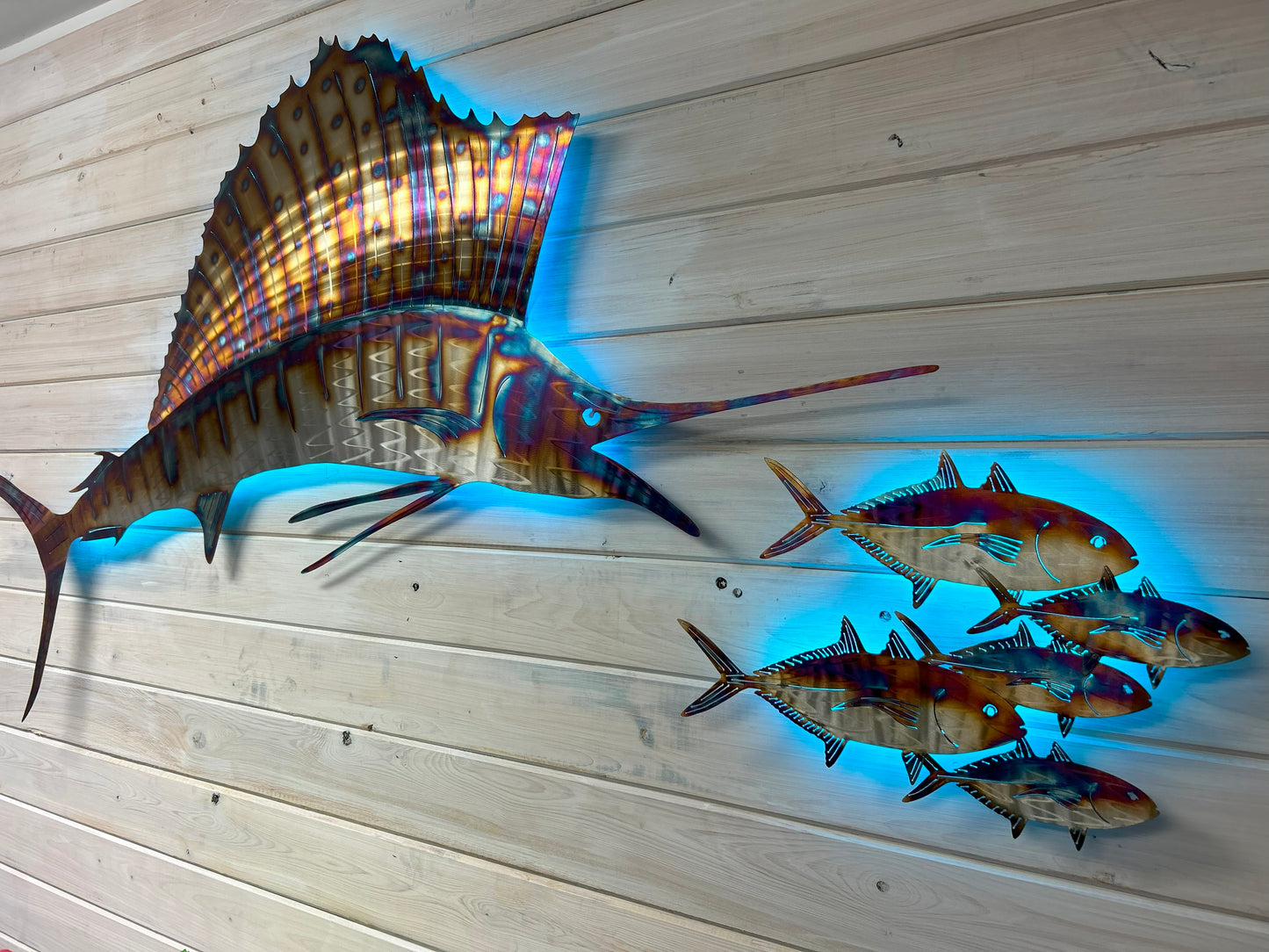 Stainless Steel Sailfish art Horizontal