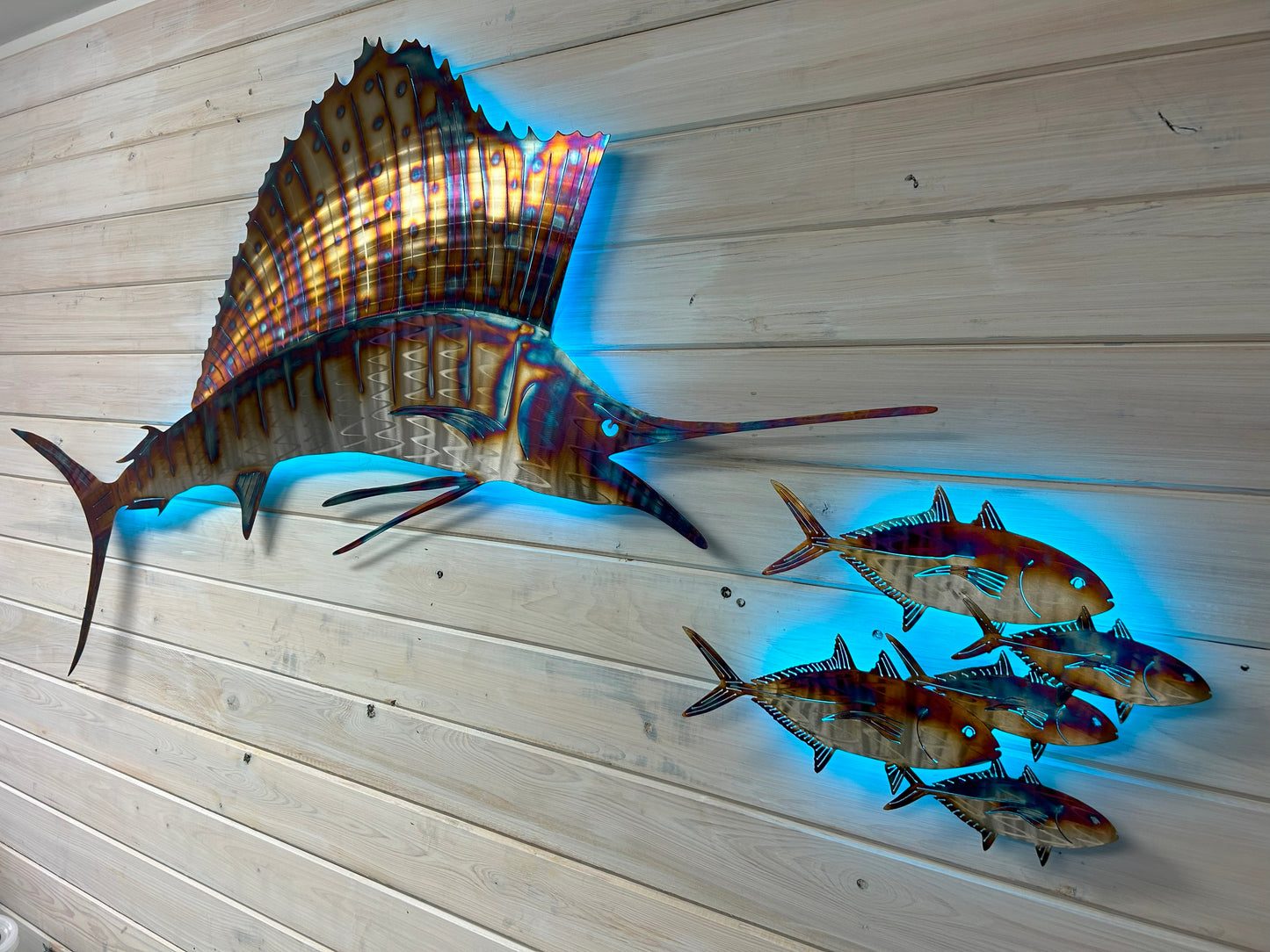 Stainless Steel Sailfish art Horizontal