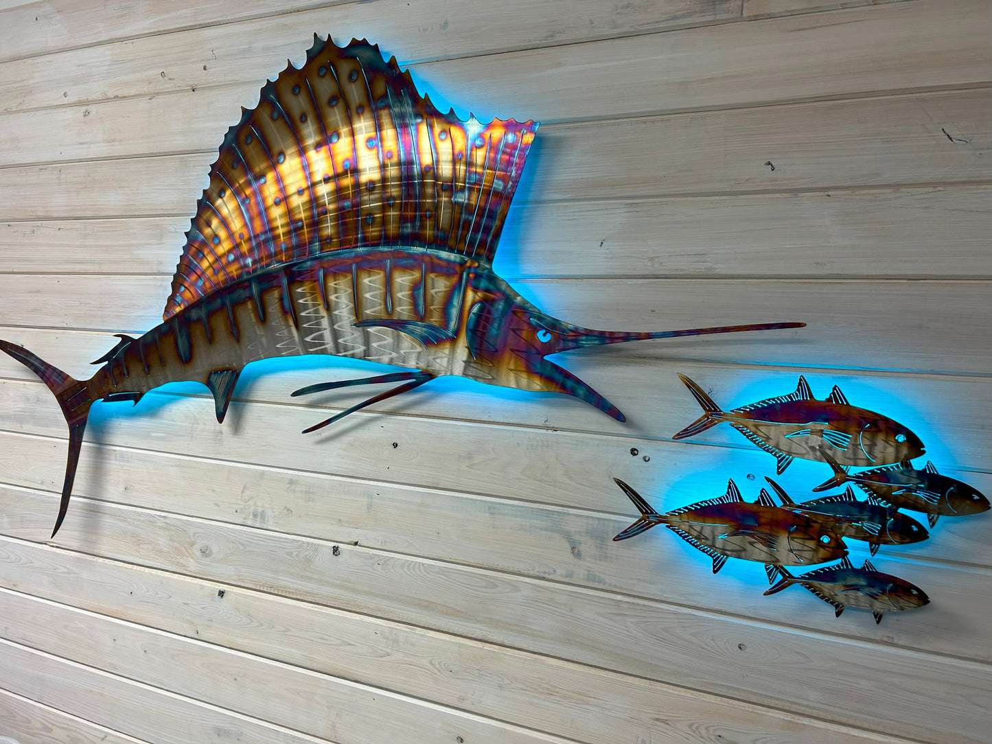 Stainless Steel Sailfish art Horizontal