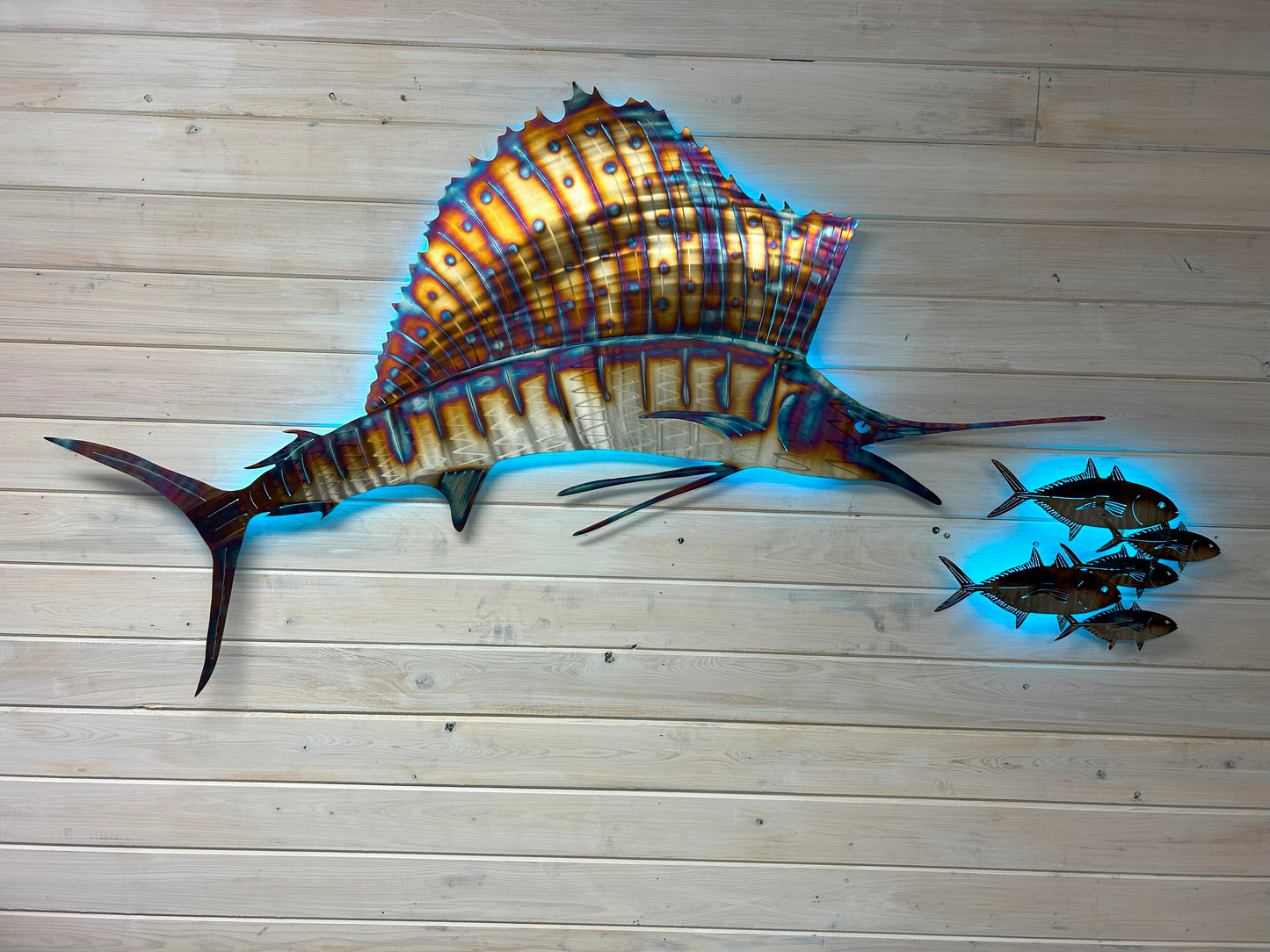 Stainless Steel Sailfish art Horizontal