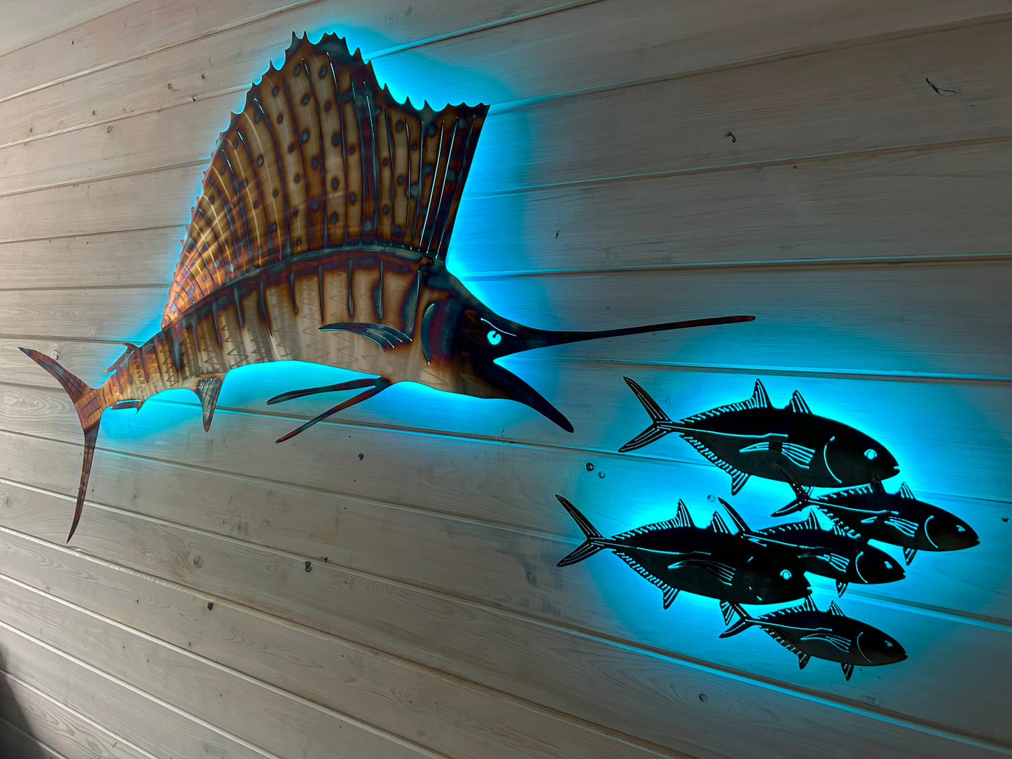 Stainless Steel Sailfish art Horizontal